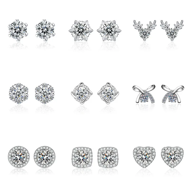 Wholesale 1 Pair Casual Simple Style Geometric Heart Shape Inlay Copper Zircon White Gold Plated Ear Studs