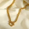 PVD Coated Real Gold Plated 18K Gold Irregular Geometric 304 Stainless Steel Casual Luxurious Lady Waterproof Non Tarnish 304 Stainless Steel OT Clasp Toggle Clasp Closure Necklace