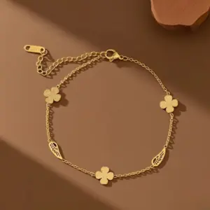 J05055-Flower Wings-Anklet- Gold