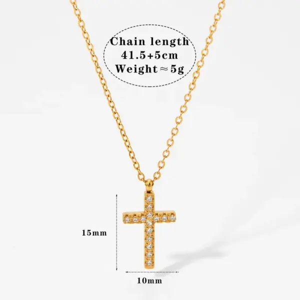 Wholesale PVD Coated Real Gold Plated 16K Gold White Gold Plated Cross 304 Stainless Steel Modern Style Artistic Waterproof Non Tarnish 304 Stainless Steel Necklace