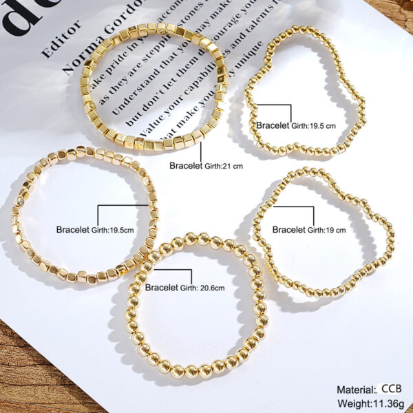 Wholesale TEMU hot selling bracelet cross-border simple round bead bracelet gold retro American CCB elastic beaded bracelet bracelet