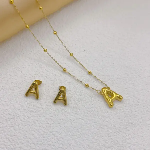 304 Stainless Steel Letter PVD Coated Golden Plated Elegant Hip-Hop Simple Style Gold Jewelry Set
