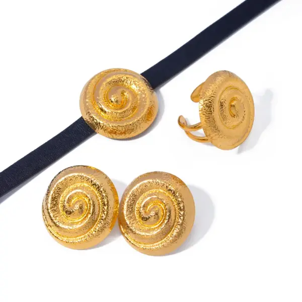 Wholesale Jewelry IG Style Glam Spiral 304 Stainless Steel Plating Rings Earrings Necklace