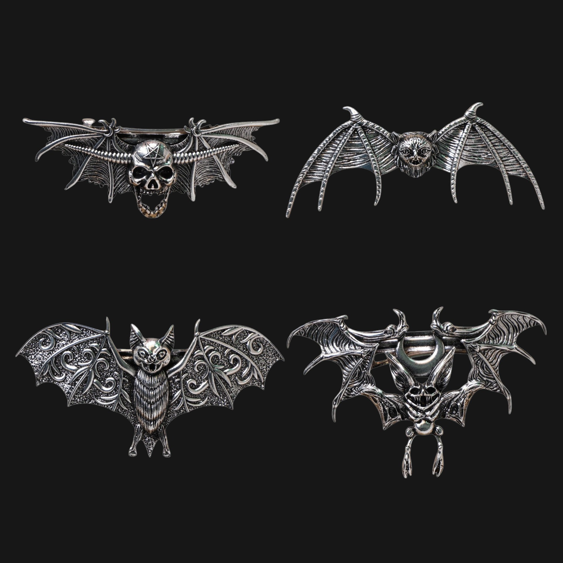 Wholesale European and American fashion cross-border retro skull bat brooch personality exaerated men's corsage pin aessories