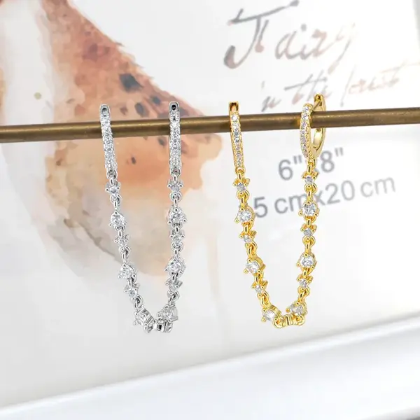 Wholesale Streetwear Geometric Patchwork Copper Artificial Gemstones Earrings