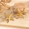 Wholesale 1 Pair IG Style French Style Moon Starfish 304 Stainless Steel Ear Studs