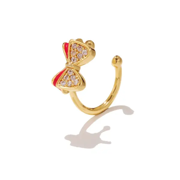 1 Piece Vintage Style Cool Style Geometric Heart Shape Bow Knot Plating Inlay Copper Zircon Ear Cus