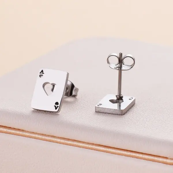Wholesale 1 Pair Cute Streetwear Poker Plating 304 Stainless Steel Ear Studs