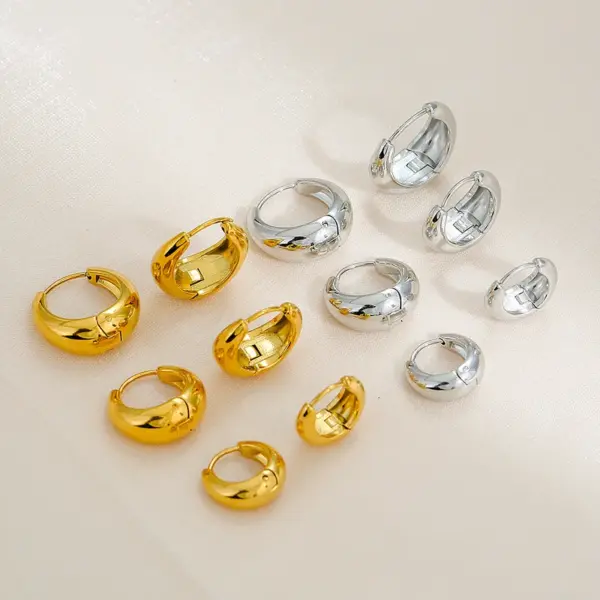 1 Pair Basic O-Shape Round 304 Stainless Steel 18K Gold Plated Earrings