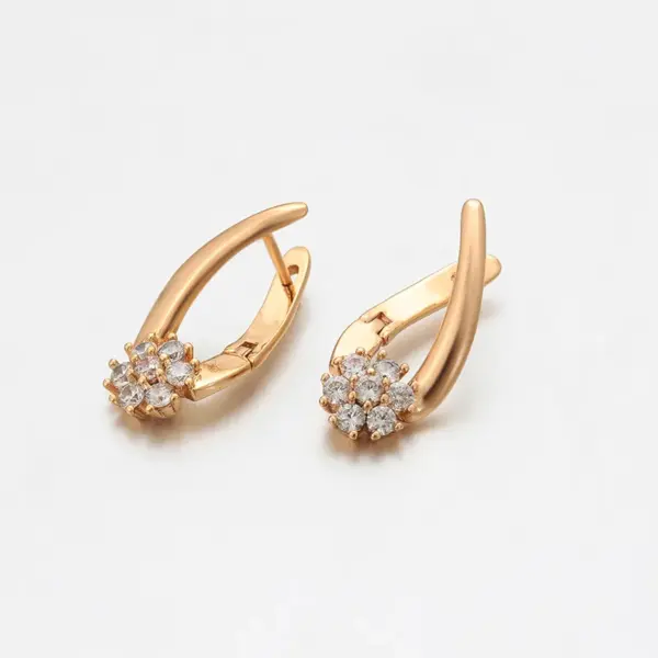Wholesale 1 Pair Elegant Lady XUPING Geometric Plating Copper Zirconia 18K Gold Plated Ear Studs