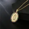 Wholesale Copper Micro-inlaid Zircon Religious Jewelry Golden Necklace Maria Pendant