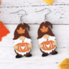 Wholesale Thanksgiving Pendant Wooden Double-Sided Earrings