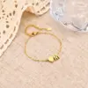 PVD Coated Real Gold Plated Letter Heart Shape 304 Stainless Steel Simple Style Waterproof Non Tarnish 304 Stainless Steel Bracelets