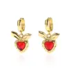 1 Pair IG Style Simple Style Heart Shape Inlay Copper Zircon 18K Gold Plated Drop Earrings