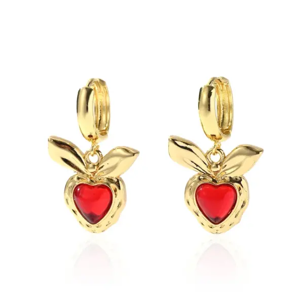 1 Pair IG Style Simple Style Heart Shape Inlay Copper Zircon 18K Gold Plated Drop Earrings