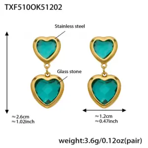 TXF510-Light Green Faceted Stone Gold Earrings