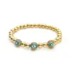 Wholesale Ig Style Devil's Eye Copper Beaded Plating Inlay Zircon 18k Gold Plated Bracelets