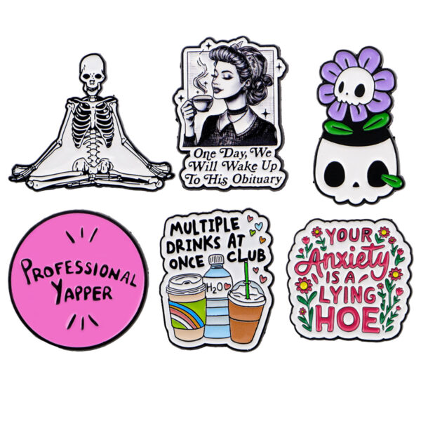 Wholesale English alphabet quotes cartoon metal badges and ornaments