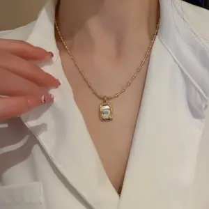 18# Necklace-Golden Square (Real Gold Plating)