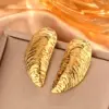 Wholesale PVD Coated 18K Gold Plated Sector Leaves Heart Shape 304 Stainless Steel Simple Style Waterproof Non Tarnish Ear Studs