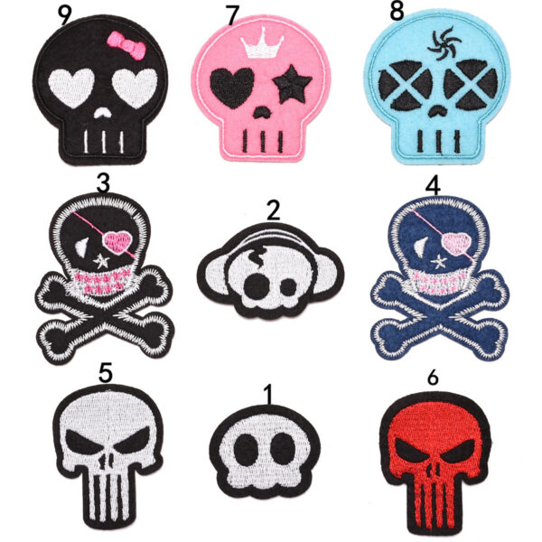 Wholesale Embroidery Cloth Sticker Skull Letter Patch Computer Embroidery Label Seal Factory Direct Supply Clothing Accessories Cloth Label Badge
