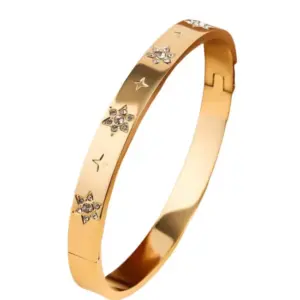 39B-C-2 Gold Five-Pointed Star Inlaid Diamond Bracelet