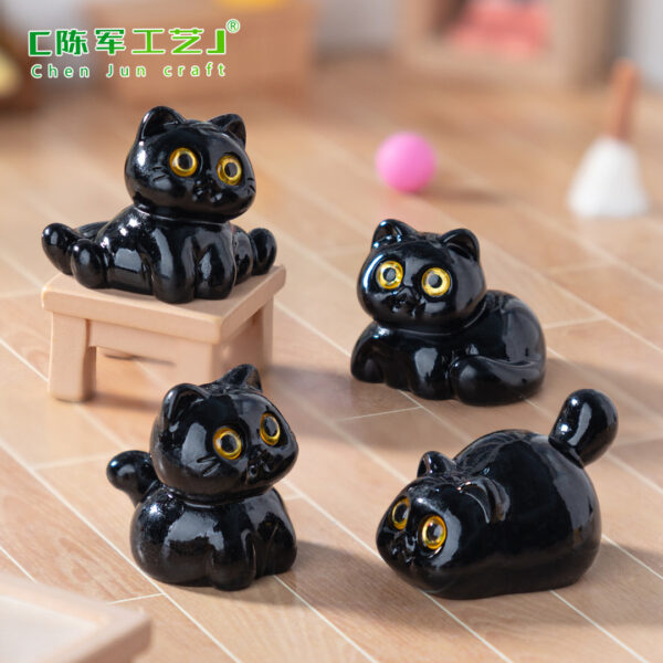 Wholesale Micro-landscape creative cute little black cat baby house DIY decorations adorable accessories mini car desktop small ornaments