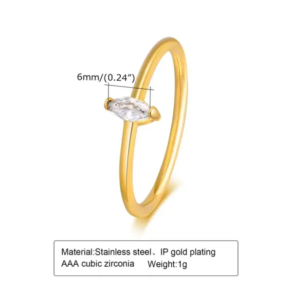 Wholesale 304 Stainless Steel 18K Gold Plated Simple Style Inlay Horse Eye Zircon Rings