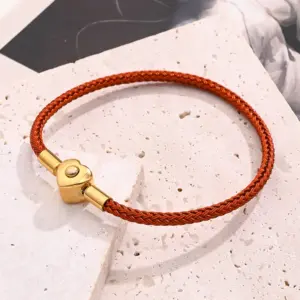 Red Wire Rope Love Snap Carrying Strap (Gold) / Wire Diameter:3mm (Length:175~185mm) / 1 Strand/Package