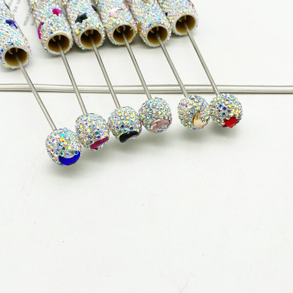 Wholesale DIY cute star moon beaded pen colorful full diamond bead ball pen cross-border explosions cute grain pen