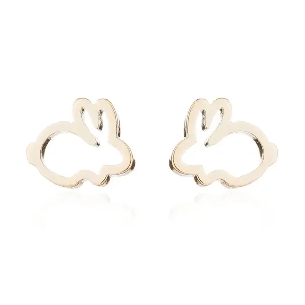 PVD Coated 18K Gold Real Gold Plated Rabbit Animal 304 Stainless Steel Japanese Style Waterproof Non Tarnish Ear Studs