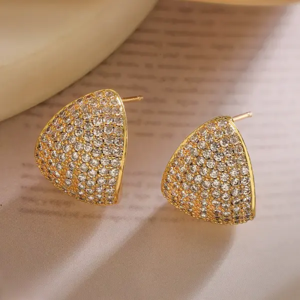 Wholesale 1 Pair Retro Simple Style Geometric Inlay Copper Zircon 18K Gold Plated Ear Studs