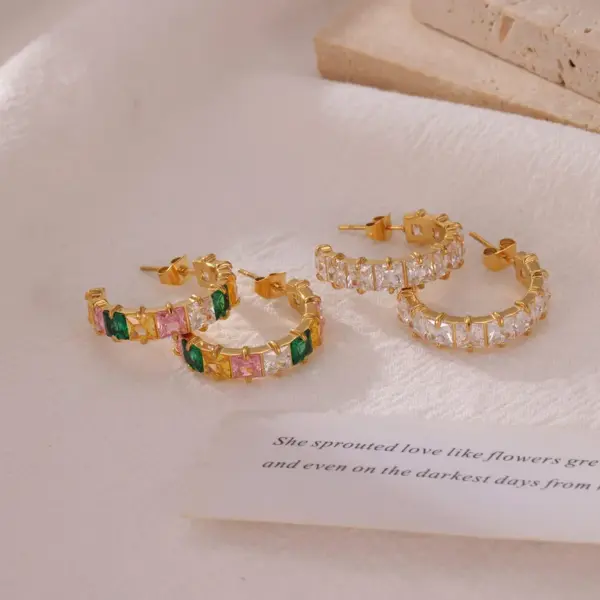 Wholesale Ion Plating (IP) 18K Gold Platinum Real Gold Plated Geometric 304 Stainless Steel Elegant Sweet Commute Waterproof Non Tarnish Earrings