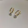 1 Pair Simple Style Solid Color Inlay Copper Zircon Earrings