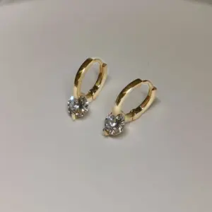 1 Pair Simple Style Solid Color Inlay Copper Zircon Earrings