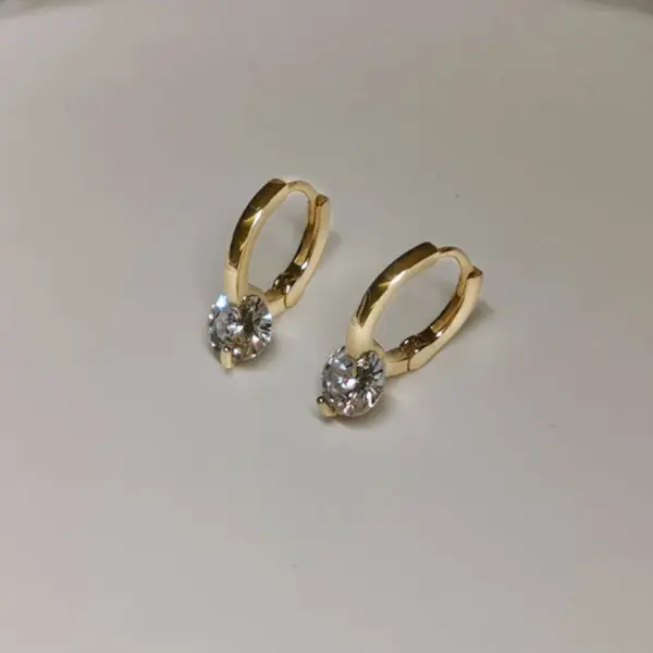 1 Pair Simple Style Solid Color Inlay Copper Zircon Earrings