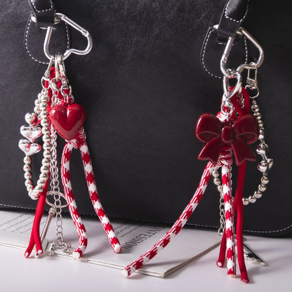 Wholesale Red love diy bow braided rope bag pendant