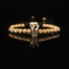 Retro Streetwear Crown Titanium Steel Plating Inlay Zircon Bracelets