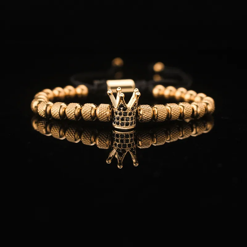 Wholesale Retro Streetwear Crown Titanium Steel Plating Inlay Zircon Bracelets