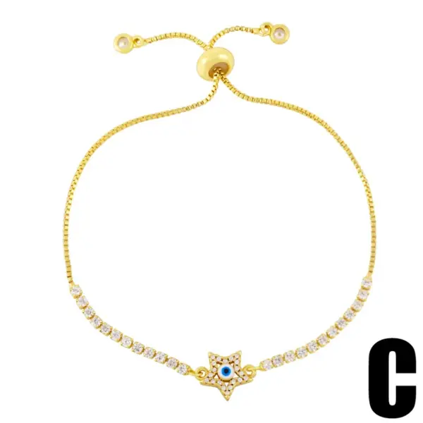 Wholesale Jewelry Fashion Heart Copper Artificial Gemstones Patchwork Diamond Bracelets