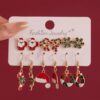 Wholesale Christmas Long Oil-dropping Bell Snowflake Christmas Earrings suit