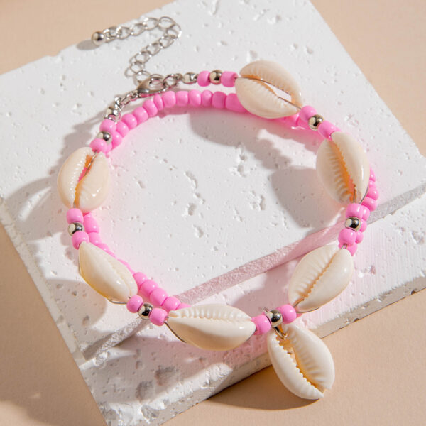 Wholesale Cross-Border Jewelry Bohemian Style Stacked Shell Anklet for Women Summer Beach Rice Bead Shell Anklet Foot Accessories
