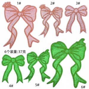 Glitter bow cloth patch set 6 pieces