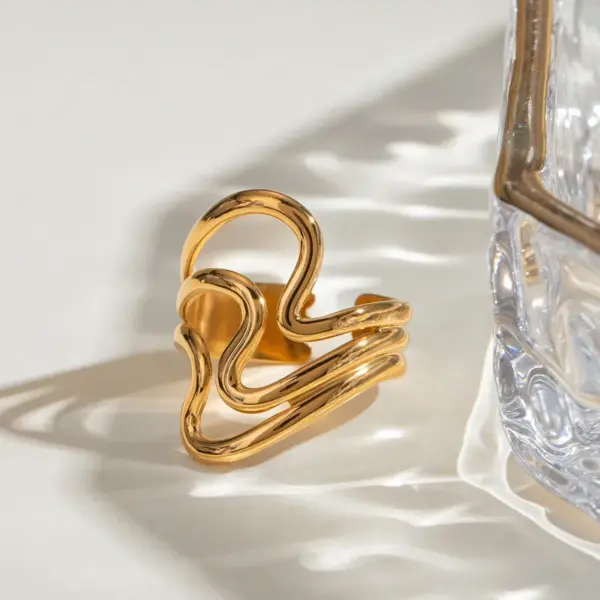 PVD Coated Real Gold Plated Solid Color 304 Stainless Steel Casual Simple Style Classic Style Waterproof Non Tarnish Rings