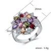 Wholesale Creative Fashion Copper Inlaid Color Zircon Flower Shape Ring