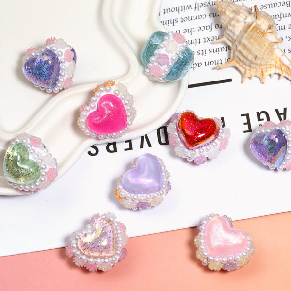 Wholesale Pearl sequin double-sided 3D heart-shaped beaded ball