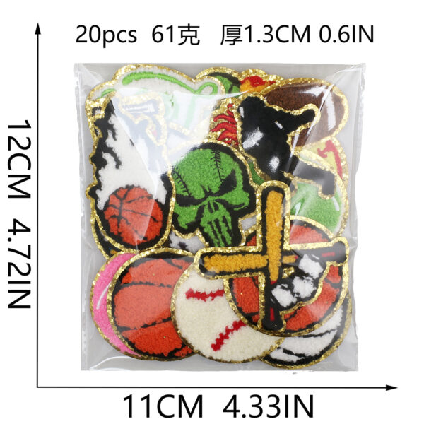 Wholesale Grit Embroidered Cloth Sticker Basketball Towel Embroidered Patch Bag Decoration Football Embroidered Chapter Chenille Football