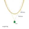 Wholesale PVD Coated 18K Gold Plated Square 304 Stainless Steel Retro Waterproof Non Tarnish 304 Stainless Steel Double Layer Necklaces