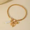 Casual Elegant Cute Cross Heart Shape Flower 304 Stainless Steel 18K Gold Plated Imitation Pearl Zircon Cable Chain Snake Chain Bracelets In Bulk