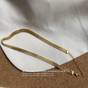 8239-Braided Chain Necklace / Gold